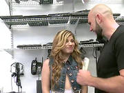 Curvy Blond Babe Is Fucking For Money In The Electronics Store