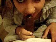 American Stupid Slut Gives Deepthroat Blowjob. Interracial Sex.