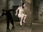 Cute Milf Is Crotch Rope Suspended, Caned, Severely Flogged And Made To Cum