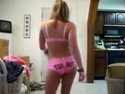 American Blonde Teen Makes Small Strip Performance Over The Webcam.