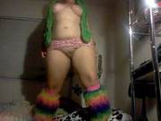 Funny Chubby Stripping In Fancy Shoes And Miniskirt