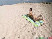 Big Titty Rikki Nix Gets Oiled Up In The Beach And Gets Then Fucked Hard