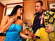 Wife In Sexy Dress Blows Fireman