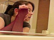 Kinky Teen Showing Off In Front Of The Mirror