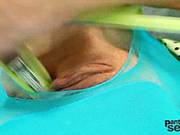 Vanesa Dildoing Her Pussy Through White Pantyhose Nylons