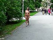 Very Sexy Brunette With Nice Tits Walks Naked In Public