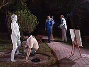 Cosplay Porn: Public Painted Statue Fuck Part 3