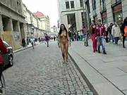 Long Haired Brunette Walks Naked In Public In Hd Movie