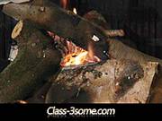 Steamy Threesome By The Fireplace