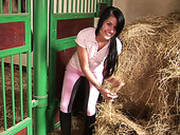 Sporty Brunette Girl Lucy Strips In A Warehouse
