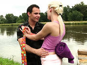 Appealing Babe Cathy Is Pleased By Her Horny Man By The River Side