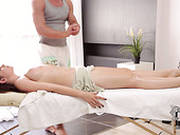 Arousing Brunette Babe Welcomes Skillful Erotic Massage
