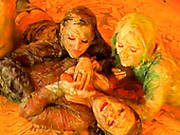 Perverted Euro Bitches In Wicked Cat Fight Accompanied With Art Canvas