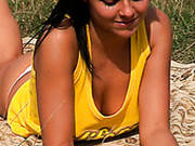 Torrid Brunette Chick Janet Wanks In The Open Air Using Fat Dildo