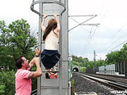 Sporty And Weird Blowlerina Called Anouk Gets Banged At The Railway Station