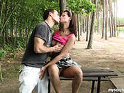 Pretty Girlie Rita Seduces A Dude On The Beach And Gives A Solid Blowjob For Sperm