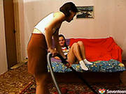 Two Teens Are Rubbing Against Each Other And Kissing With Passion