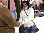 Ugly Brunette Girl Lussy Flirts With The Guy Sipping Tea
