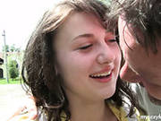 Hilarious Talkative Brunette Lucy Wins A Chance To Be Fucked From Behind Outdoors