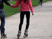 Cute Teen Chick Monika Is Riding Rolls In The Park With Her New Bf