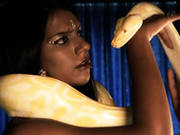 Dark Skin Brunette Indian Babe Plays And Tames A Python