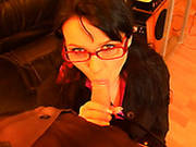 Bodacious Black Haired Secretary In Doggyfuck Action With Her Boss