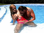 All Wet Sexy Blondie Stella Gives A Solid Blowjob For Cum In The Pool
