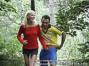 Skinny Blond Girl Flashes Her Tits In The Woods