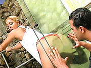 Sizzling Blond Bitch Is Taking Shower Posing Seductively