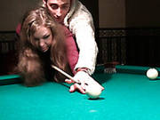 Toples Girl With  Small Tits Is Playing Billiard