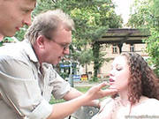 Stupid Brunette Slut Brandy C Gives Blowjob To Group Of Horny Dudes In Public