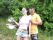 Seductive Brunette Cutie Welcomes Tongue Fuck From Her Aroused Bf