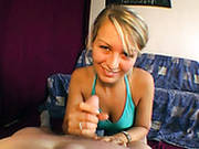 Horny Blonde Michelle Gives Her Lover A Nice Handjob