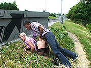 Aroused Blond Milf Rides Kinky Dude In Cowgirl Style On The Roadside