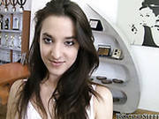 Pretty Brunette Girl Takes Off Her Clothes And Gets Her Pussy Eaten Dry