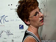 Ugly Four Eyed Woman Sucks The Dick Through The Gloryhole