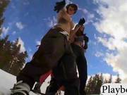 Nude Busty Babes Tryout Snow Boarding And Kooter Kiting