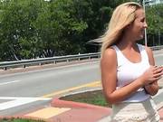 Amateur Blonde Teen Stuffed In A Car Of Stranger In Public