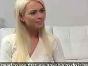 Blonde Lesbian Gets Pussy Licked On Casting
