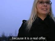 Shy Blonde With Glasses Fucked And Gets Cumshot In Public