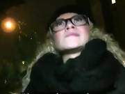 Blonde With Glasses Fucked And Cummed In Public